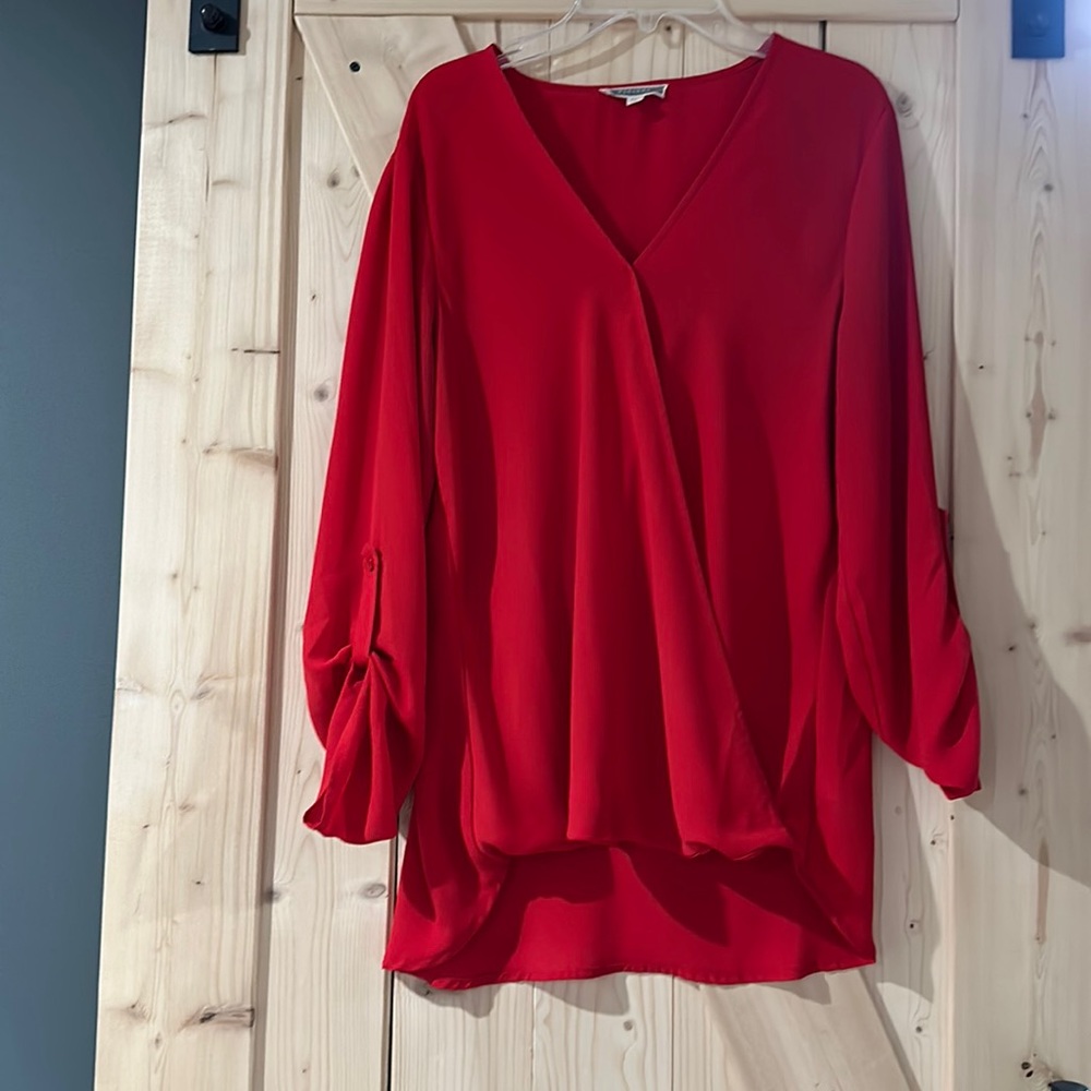 Pleione V Neck Faux Wrap Tunic Top